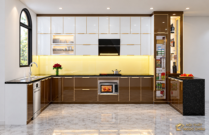 Tủ bếp inox 304 cánh kính anh Dũng- Vinhome ocean Park